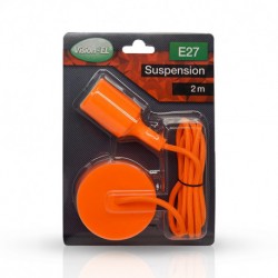 SUSPENSION SILICONE DOUILLE E27 ORANGE + CABLE 2 METRES