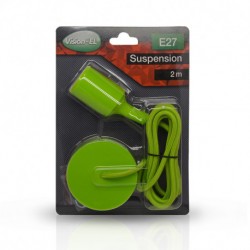 SUSPENSION SILICONE DOUILLE E27 VERT + CABLE 2 METRES